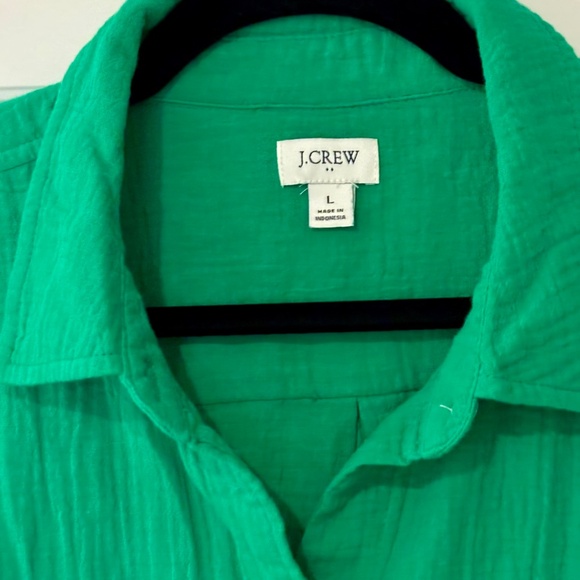 JCREW Factory Women's Green Gauze button-up shirt Size L - Picture 3 of 9